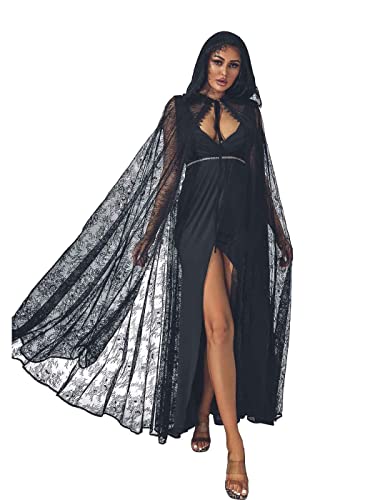 Unicra Lace Full Length Hooded Cloak Long Cape...