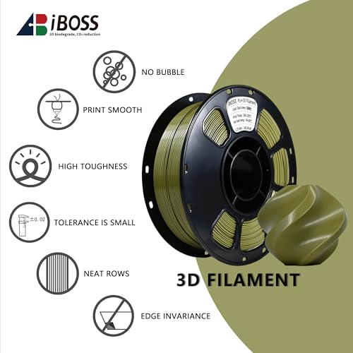 Image of iBOSS PLA Plus 3D Printer Filament, Neatly Wound 3D Printing PLA+ Filament 1.75mm Dimensional Accuracy + /- 0.02mm, 1KG Spool (2.2 lbs) Fit Most 3D FDM Printers, Dark Green