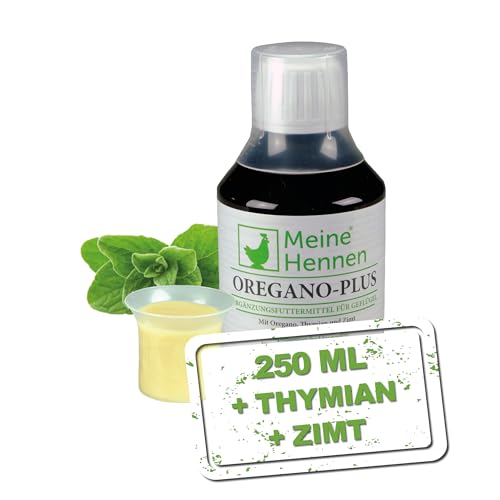 Meine Hennen Oregano-Plus 250 ml, Oregano,Thymian und Zimt Ergänzungsfuttermittel für Hühner, Tauben und Wachteln. Für Ihr Geflügel zur Unterstützung der Darmfunktion, sowie des Stoffwechsels