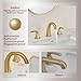 JABBOL Gold Bathroom Faucet,Brushed Gold Bathroom Faucet,Brass Sink Faucets,Bathroom Faucet 3 Hole Brushed Nickel，with Pop Up Drain Supply Hose for Vanity,Lavatory RV Farmhouse
