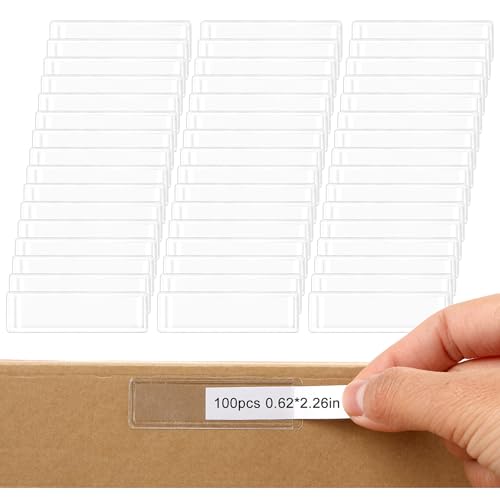 100 Pièces Porte Etiquette Adhesif Porte-Étiquettes Adhésives pour Étagères Transparent...