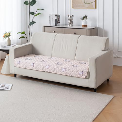 Image of House of Quirk 'Mughal Series' Printed Quilted Sofa Cover for 1 /2 /3 /4 Seater - Anti-Slip, Washable Couch Protector Slipcover (Three Seater, Kamdhenu, 80x150 cm)