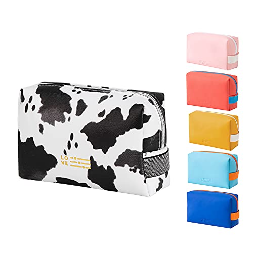 LIVACASA Trousses de Toilette Femme Fille Impermeable avec Poignée Pochette à Maquillage en PU Rangement pour Maquillage Sccessoires de Voyage Vaches Cover