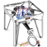ARC 200,000BTU Propane Burner Stainless Steel Single Burner Propane Stove Gas Cooker,Heavy-Duty Outdoor Cooker for Turkey Fry,Crawfish Boil,Homebrewing,and More!