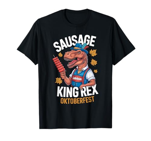 Drôle Oktoberfest Dinosaure T-Rex Bratwurst King Rex T-Shirt