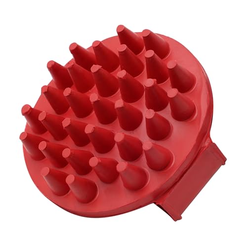 Grewal Equestrian Round Curry Comb with Handle (Red)