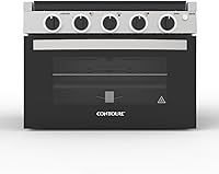 Vista 6 de RV Estufa de gas de 3 quemadores de 21" integrada Negra con acentos de acero inoxidable Elegantes perillas LED Horno de fácil limpieza