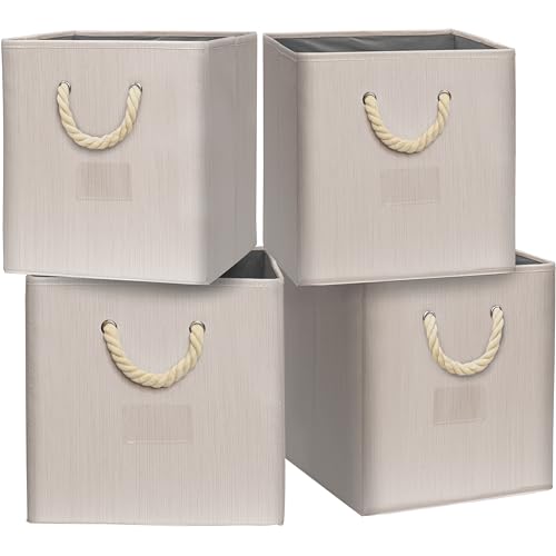 Simple-Houseware-11-Inch-Cube-Storage-Bin-with-Braided-Handles-Ivory Simple Houseware 11-Inch Cube Storage Bin with Braided Handles, Ivory - Image 1