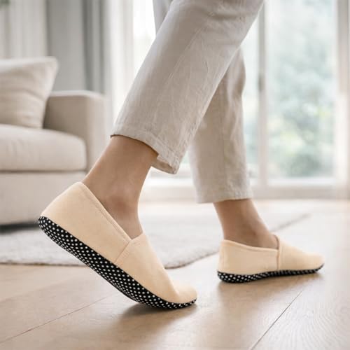 Image of Footmate Ankle Length Slipper Socks For Womens 2 Pair Pack - Cotton Blend Slipper Shoes For Outdoor, Indoor, Home & Office | Anti Skid Socks Slipper Daily Use Booties