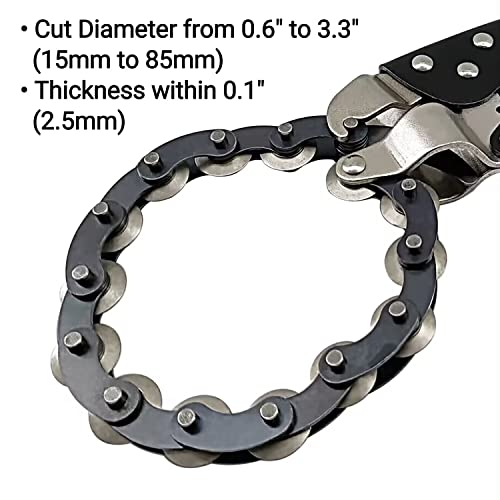 Macwork Tailpipe Cutter，Exhaust Tube Chain Cutter，Features Pipe Cutter Chain/Cutting Wheels，Black #TOP4