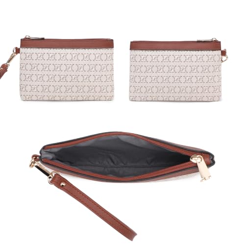 Image of JULIE FERRARO Women's Convertible Backpack Purse Vegan Leather Fashion Backpack Bag Large Capacity Travel Shoulder Bag with Wristlet 2PCS Set