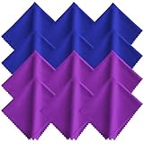 Xthel Microfiber Glasses Cleaning Cloth - 12 Pack (6 Blue + 6 Purple), 7x6 Inches, Individually Wrapped, Reusable, Lint-Free for Eyeglasses, Phone Screens, Cameras Lens & Electronics