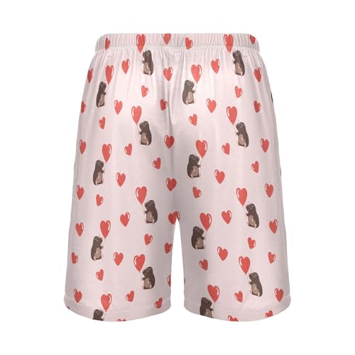 Men's Pajama Shorts Soft Comfy Sleep Shorts Lounge Valentine's Moles Hearts Pjs Bottoms with Pockets3