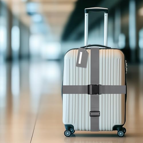 Image of M METERXITY 2-Sets Luggage Straps TSA Approved, Travel Straps for Luggage Suitcase Tags Set, Adjustable Suitcase Belt [Gray]