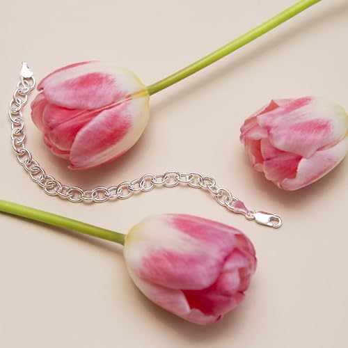 Tuscany Silver Women's Sterling Silver 7mm Oval Belcher Charm Bracelet of 20cm/8"3