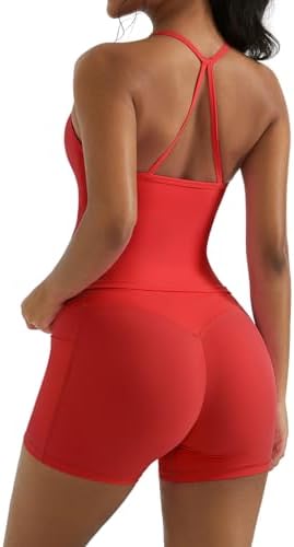 OMKAGI 2 Piece Workout Sets for Women Padded Sports Bra Tank Boot...