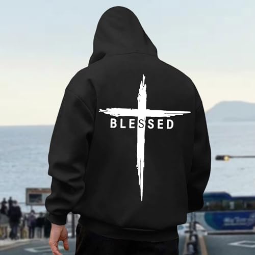 Fxbar Jesus Hoodie Christian Clothing Funny Hoodies for Men Sweatshirts Faith Over Fear Religious God Tops Man Woman Pullover Sweatshirt Y2k Longsleeve Saves Black 3X-Large