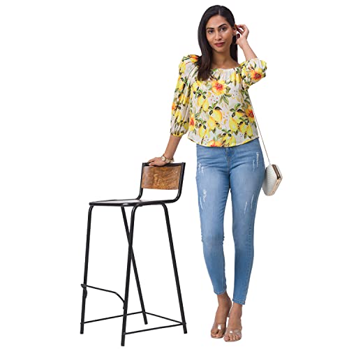 Image of Globus Women Yellow Floral Print Top
