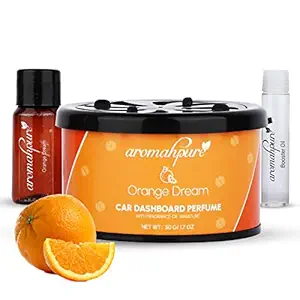 Aromahpure Dashboard Car Perfume with 50 ml Fruity Miniature Fragrance Oil | Orange Dream - Orange Fragrance Car Freshener | Luxury Car Perfume for Car Interior