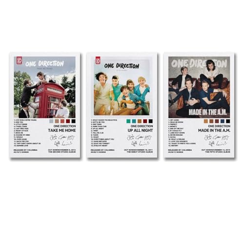 Lebaito 3 pósteres de One Direction Music Band para portada de álbum, arte de pared, lienzo, pósteres decorativos estéticos, pósteres decorativos, 20 x 30 cm, estilo 3 unidades