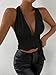 SOLY HUX Women's Sexy Deep V-Neck Halter Crop Top Summer Beach Vacation Clothes Y2K Trendy Tank Top for Going Out Party Plain Black Medium