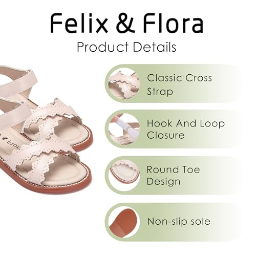 Image of Felix & Flora Toddler Girl Sandals - Little Girl Easter Dress Shoes Lightweight Open Toe Beach Holiday Flats