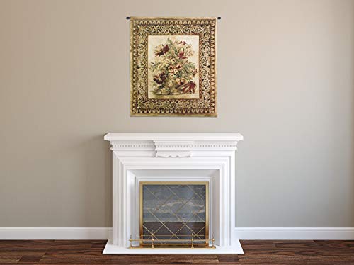 Porto Sienna by Liz Jardine | Woven Tapestry Wall Art Hanging | Decorative Urn with Floral Filigree | 100% Cotton USA Size 53x40