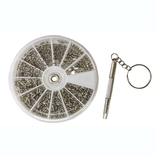 リタプロショップR 眼鏡用ねじ 600個入り ミニドライバー付き めがね サングラス用ねじ 修理ツール 詰め合せキット ネジ ナット 時計用 工具