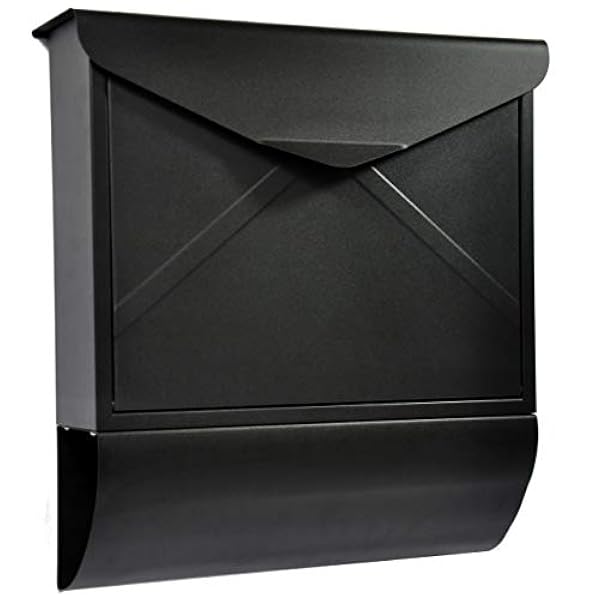 Buzón de pared de diseño con compartimento para periódicos, color negro mate