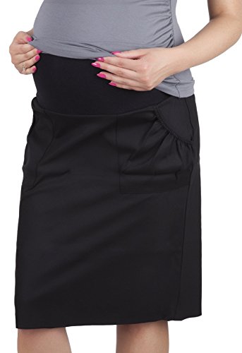 Falda premamá Denim Jeans 3047 de Mija con elástico en el vientre Negro 42