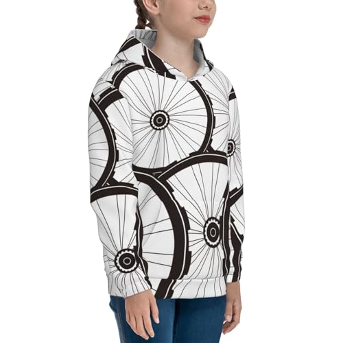 Bicycle Wheel Pattern Kids Pullover Hoodies Boys Sweatshirts Girls Athletic Clothes with Pocket3