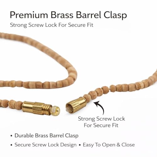 Image of Original Tulsi Mala Necklace for Men & Women | Pure Tulasi Kanthi Mala | Holy Basil Wooden Neck Chain for Meditation, Hare Krishna Devotees, Japa, Puja & Daily Spiritual Wear (Brown, Small Beads, 48, Inches)