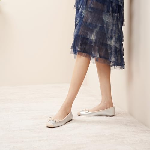 Image of C.Paravano Ballet Flats | Square Toe Shoes | Bow Slip Ons | Ballet Shoes for Women | Dressy Flats for Women