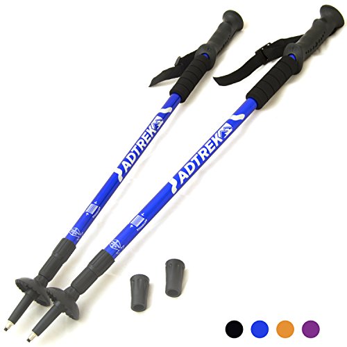 Adtrek Antishock Extending Hiking/Walking Poles Adjustable Telescopic Sticks