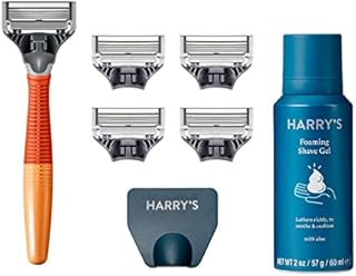 Harry's Razors for Men - Men's Razor Set with 5 Razor Blade Refills, Travel Blade Cover, 2 oz Shave Gel (Ember)
