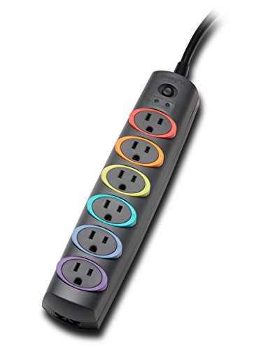 Kensington SmartSockets 6-Outlet, 8-Foot Cord, & 1260 Joules Premium Surge Protector (K62144NA)