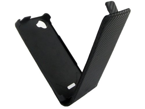 COLORFONE Etui à rabat effet carbone noir pour Sony Xperia L