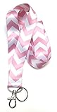 Wigspedia Chevron Neck LANYARDs Keychain for Key/ID Holder (Navy Dark Blue/White Chevron) … (Pink/White Chevron)
