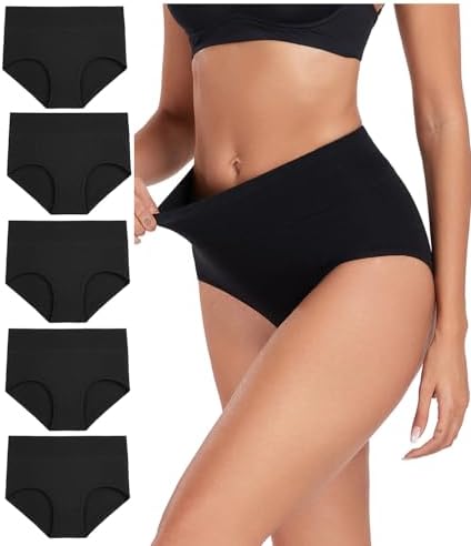 wirarpa Women's Cotton Underwear Women's Waist Briefs High Waist Briefs Pack of 5