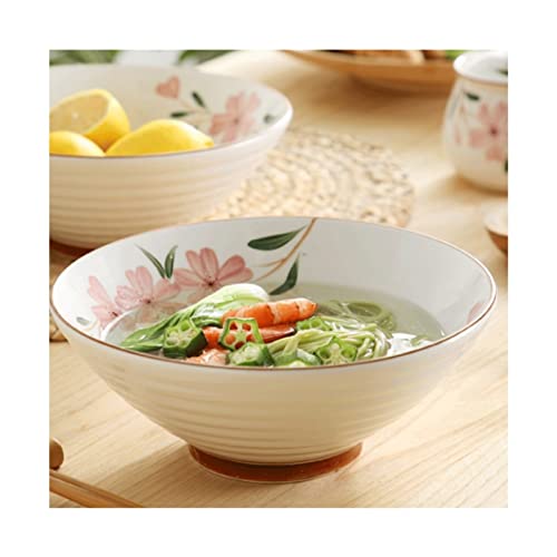 Prachtige kom Ceramic Bowl Nordic Style Servies Huishoudelijke Ramen Kom Magnetron Beschikbaar 8 Inch Wit - Afbeelding 4
