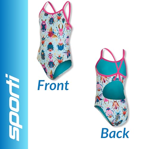 Sporti Thin Strap Girls' Athletic One-Piece Swimsuit – Multi Color Competitive Bathing Suit Swimwear for Youth Swimmers2