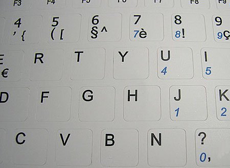 Adhesivo Mini Teclado Francés Belga 9x9 Blanco miniatura 2