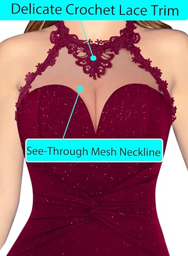 Image of VFSHOW Womens Formal Halter Keyhole Back Prom Gala Maxi Dress Evening Gown