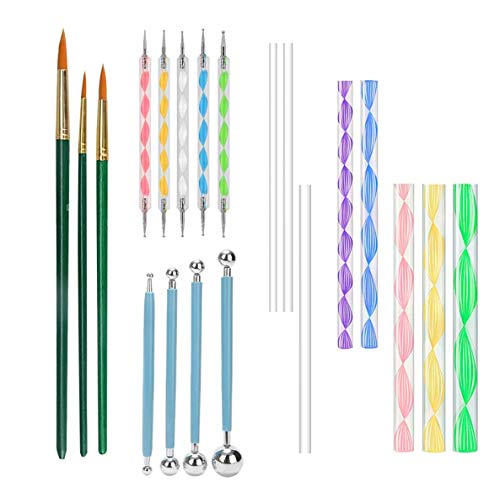 LINGSFIRE Mandala Dotting Tools Set Art Painting Pen Dotting Tools for Painting Rocks Coloring Drawing with Mandala Stencil, Dotting Pens, Paint Tray, Brush and Modeling Tools for Kids' Crafts (25PCS)