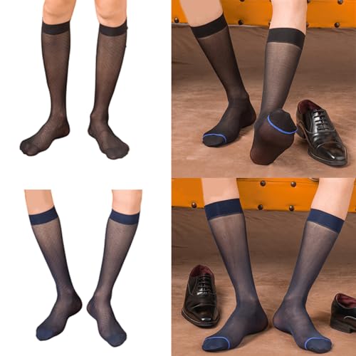 Socks,Mens Thin Dress Socks Silk Sheer Formal Business Socks Soft Nylon Over the Calf Suit Socks Long Stockings2