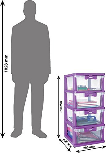 Image of Nilkamal Freedom Mini Medium Plastic Cabinet Brown, 2 Doors CHST24 4 Layers Plastic Chests of Drawers Purple