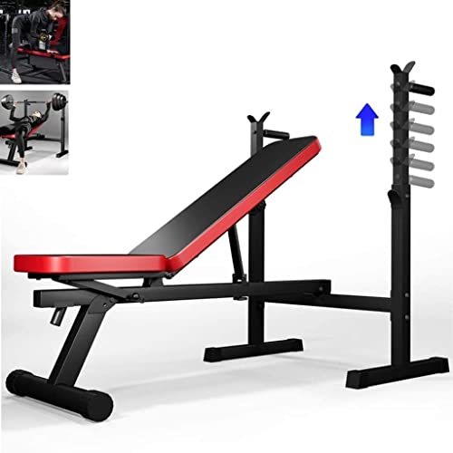 ERoomQ Household Barbell Rack Squat Rack Foldable Bench Press Stool, Adjustable Weight Bench, Multifunctional Fitness Equipment, Bench Press Rack
