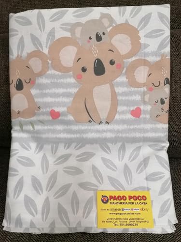 Pago Poco Toile d'ameublement multifonction pour lit simple et double 100 % coton, motif KOALA, couleurs : beige-gris-rose, fabriquée en Italie, gris, 250 x 290)