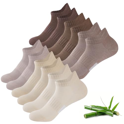 Image of Niorasen Ankle Socks for Women, 6 Pairs Breathable Bamboo Viscose Low Cut Thin Socks,Moisture Wicking Casual Sports Running