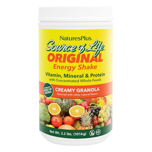 Image of NaturesPlus Source of Life Energy Shake, Creamy Granola - 2.2 lbs, Pack of 2 - Provides 13g Complete Protein, Vitamins & Minerals - Non-GMO, Gluten Free, Vegetarian - 52 Total Servings